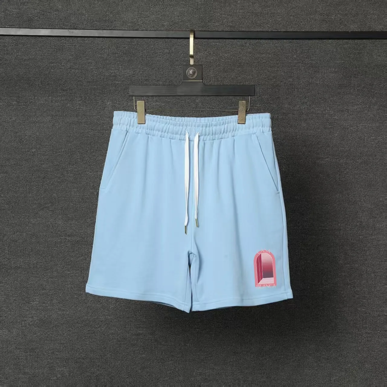 CASABLANCA Casa shorts Printing technology Original development Using gram custom terry fabric Upper body is comfortable Back pocket design Original turning details Made by domestic first-line brands Factory OEM Workmanship is impeccable Wash mark Main wheat Hang tag Complete packaging Sizes S.M.L.XL
